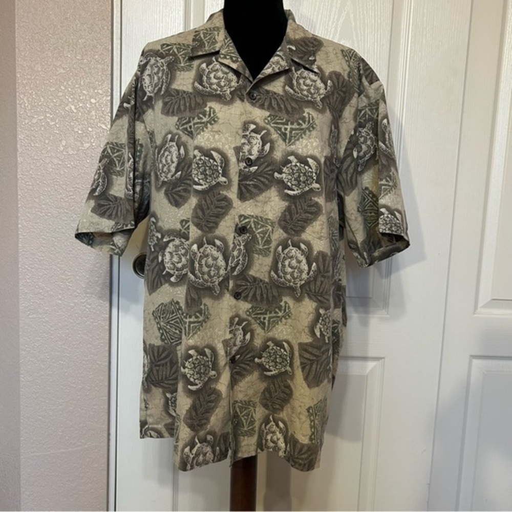 Vintage Nui Nalu Green Button Down Hawaiian Shirt with‎ Turtles Size XL